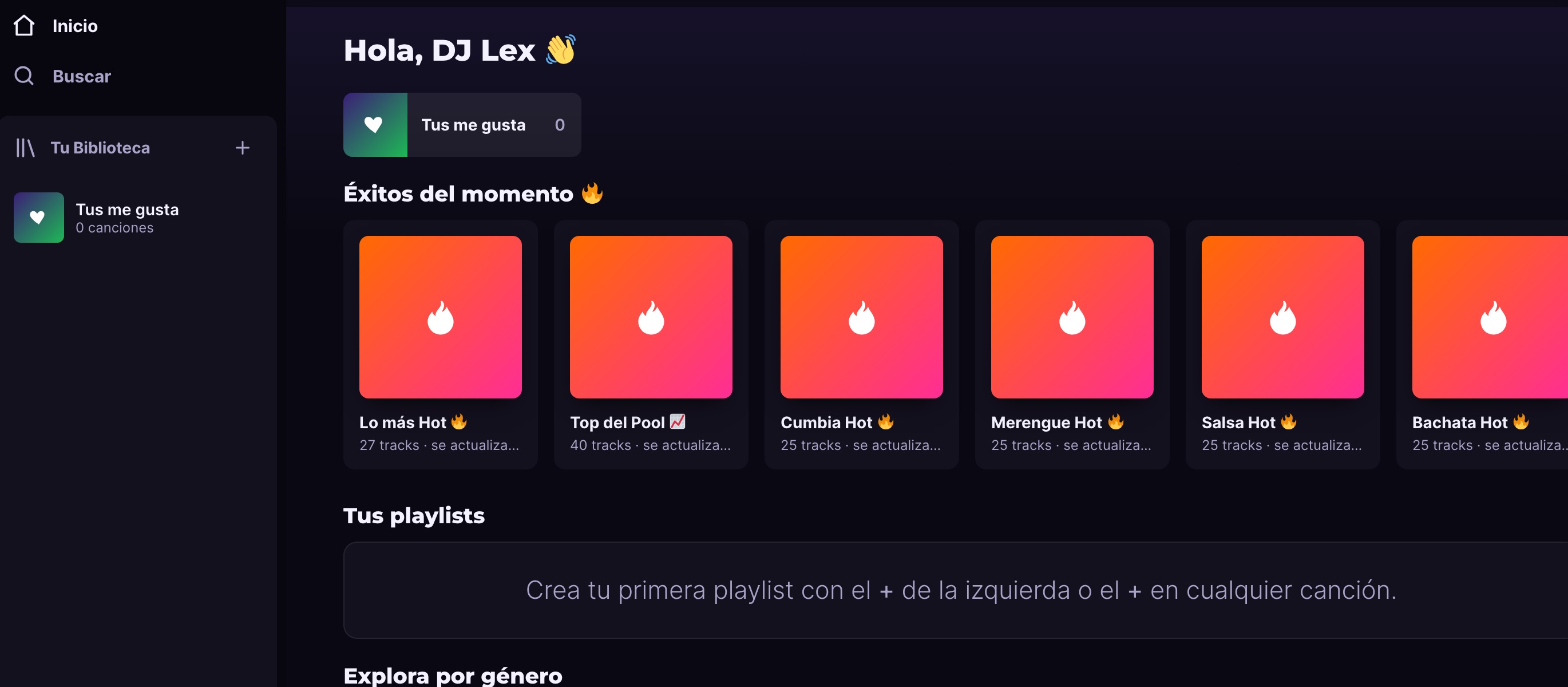 El Estudio de La Casa del DJ — interfaz estilo Spotify